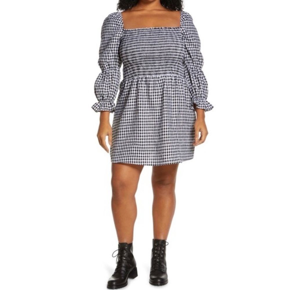 Gingham Puff Sleeve Dress